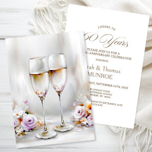 Convites Taças de Champanhe Elegantes Aniversário de Casame
