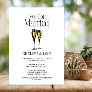 Convites Taças de Champanhe Elegantes Casamento Festa Após