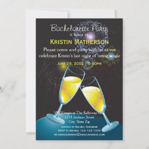 Convites Taças de Champanhe Fogos de Artifício- Festa de De