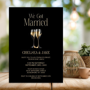Convites Taças de Champanhe Ouro Preto Casamento Depois da