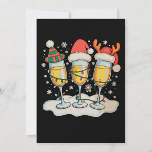 Convites Taças de Champanhe Papai Noel Rena Christmas Natal