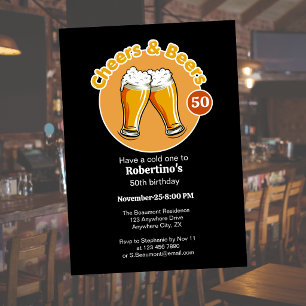 Convites Taças de Cheers & Beers Retro para Homens 50º Aniv