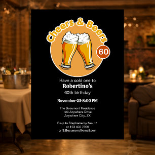 Convites Taças de Cheers & Beers Retro para Homens 60º Aniv