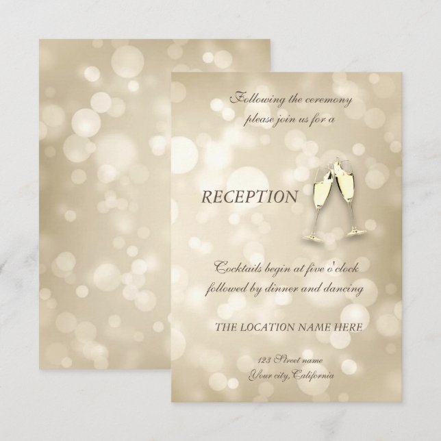 Convites Taças De Vinho Elegantes Com Bokeh Recepção De Cas (Frente/Verso)