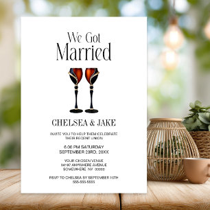 Convites Taças de Vinho Preto e Vermelho Casamento Depois d