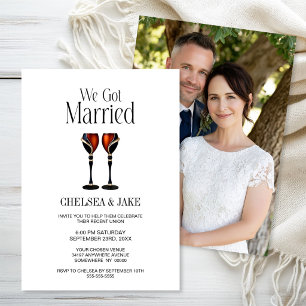 Convites Taças de vinho preto e vermelho para casamento apó