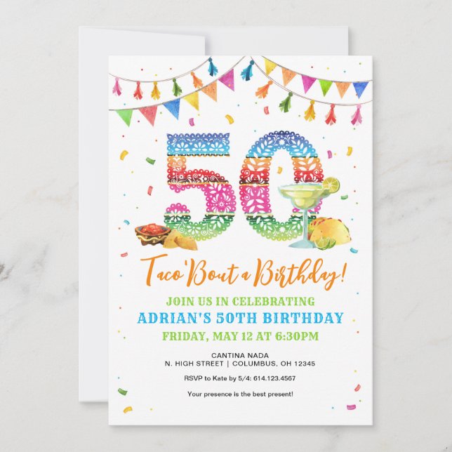 Convites Taco Bout a 50th Birthday Invitation (Frente)