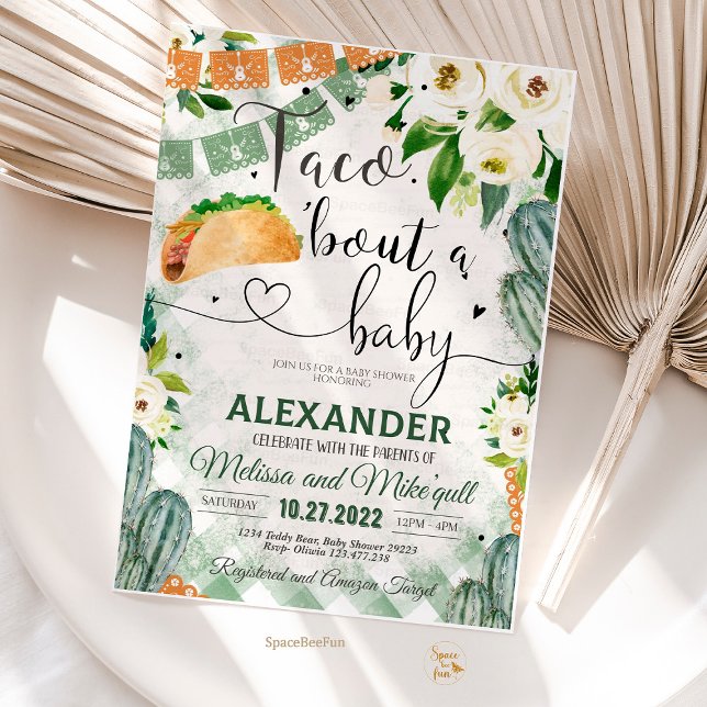 Convites Taco 'Bout A Baby Invitation Fiesta Chá de fraldas (Taco 'Bout,A Baby invite,Invitation,Editable Fiesta,Baby Shower,Cactus Cinco,de Mayo Tropical,Mexica)