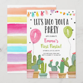 Convites Taco Bout a Party Girl Pink First Fiesta Birday