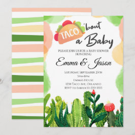 Convites Taco Bout Baby Flower Cactus Invite Chá de fraldas
