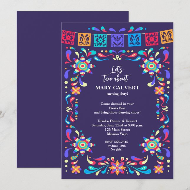 Convites Taco Bout Festa de aniversário (Frente/Verso)