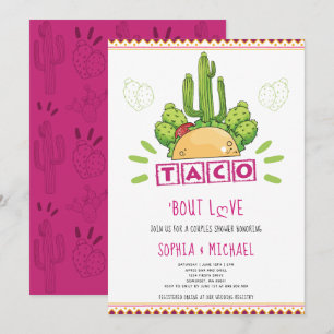 Convites Taco 'Bout Love Casais Noivado Fiesta Pink
