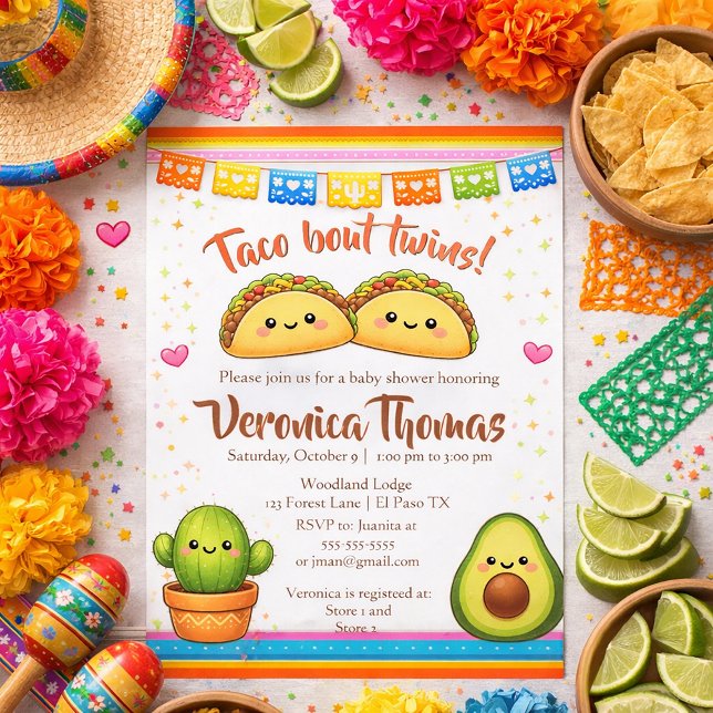 Convites Taco bout Twins Baby Shower (Criador carregado)