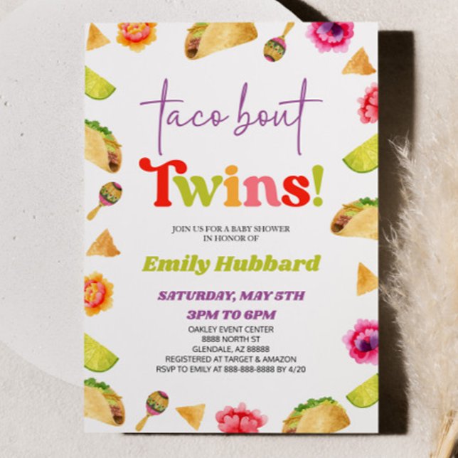Convites Taco Bout Twins! Chá de fraldas Fiesta (Criador carregado)