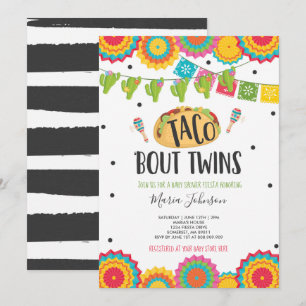 Convites Taco 'Bout Twins Fiesta Twin Chá de fraldas