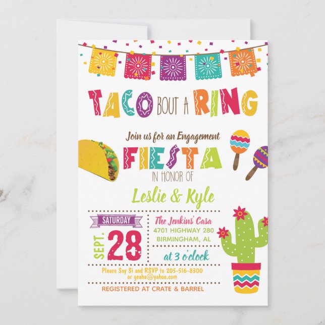 Convites Taco Bout um Anel - Churrasco de Despedida de Solt (Frente)