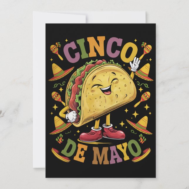 Convites Taco Dançante Divertido Festa Cinco De Mayo (Frente)