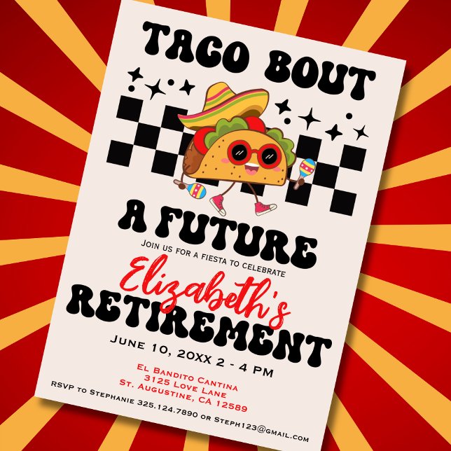 Convites Taco Retro sobre uma Graduação de Festa de Aposent (Criador carregado)