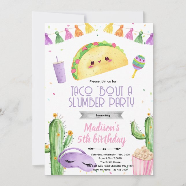 Convites Taco slumber party Birthday Invitation (Frente)