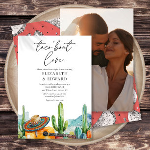 Convites Taco Sobre Amor Foto em Aquarela para Chá de Casal
