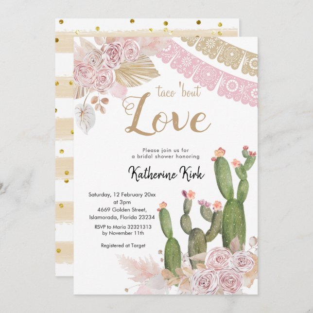 Convites Taco sobre Chá de panela de Amor (Frente/Verso)