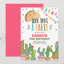 Convites Taco sobre festa garota rosa Fiesta aniversário Ca