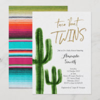 Taco sobre gêmeos Cactus chá de fraldas Convidar