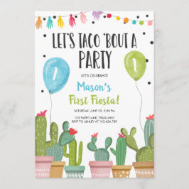 Convites Taco sobre o festival Blue First Fiesta Birthday