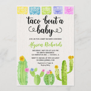Convites Taco sobre um bebê, Fiesta cactus chá de fraldas