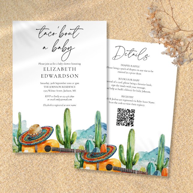 Convites Taco Sobre Uma Festa De Bebê Tudo Em Uma Festa De  (Taco Bout A Baby Fiesta All In One Baby Shower Invitation)