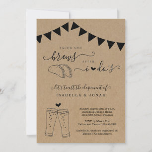 Convites Tacos & Brews Após Recepção de Casamento Sem Cerim