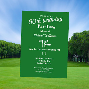 Convites Tacos de Golfe Par Tee Verde Branco Aniversário de