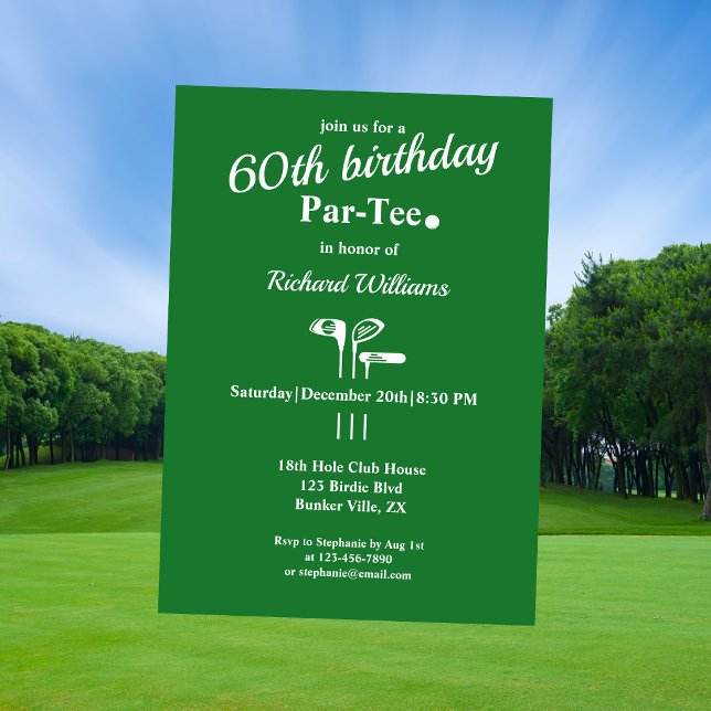 Convites Tacos de Golfe Par Tee Verde Branco Aniversário de (Criador carregado)