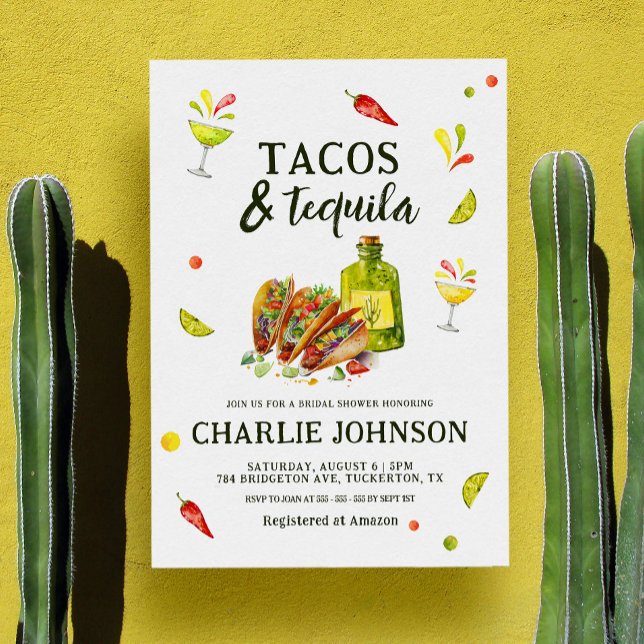 Convites Tacos e Tequila Diversão Chá de panela Tropical de (Criador carregado)
