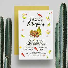 Convites Tacos e Tequila Divertidos Verão Festa de aniversá