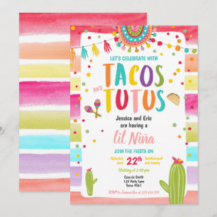 Convites Tacos e Tutus Casais Fiesta Mexicanos Chá de frald