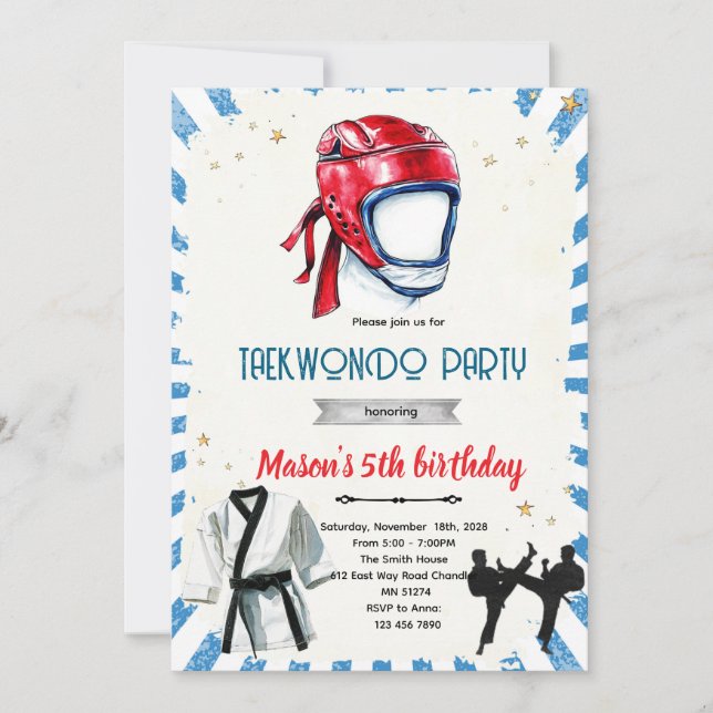 Convites Taekwondo birthday party invitation (Frente)