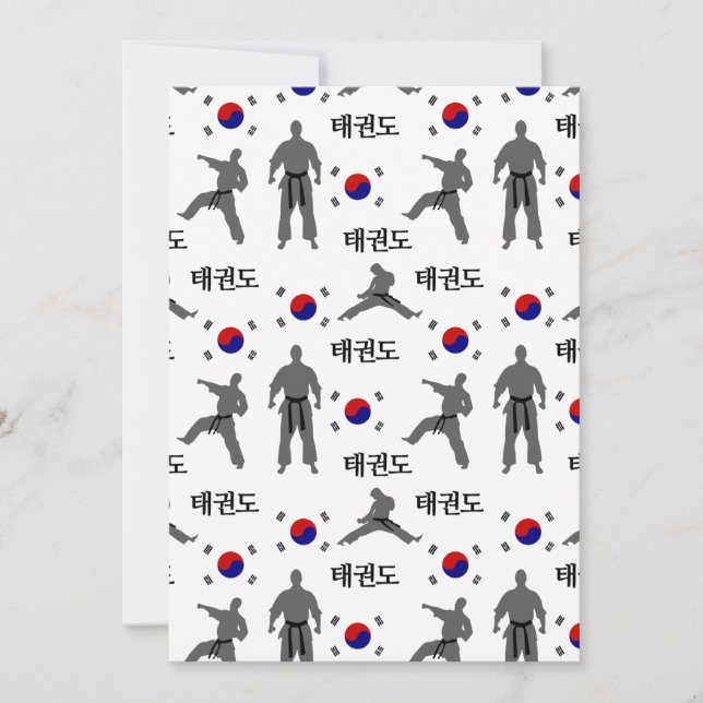 Convites Taekwondo Fighter Arte Marcial 태 권 도 Bandeira da C (Frente)