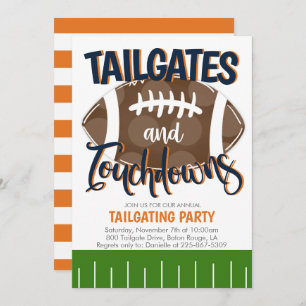 Convites Tailgates and Touchdowns Futebol QUALQUER COR DE E