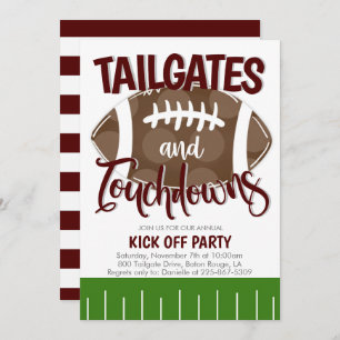 Convites Tailgates and Touchdowns Futebol QUALQUER COR DE E