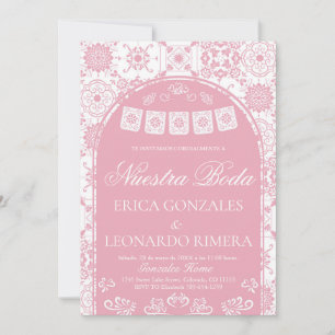 Convites Talavera Bege Rosado Papel Picado Casamento Espanh