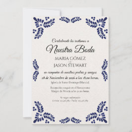 Convites Talavera Black Floral Minimalist Spanish Wedding