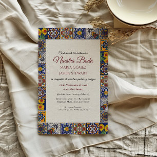 Convites Talavera Majólica Geométrico Floral Casamento Espa