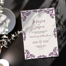 Talavera Mexicana Roxo Floral Casamento Minimalist