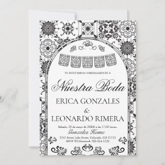 Convites Talavera Papel Picado Casamento Espanhol