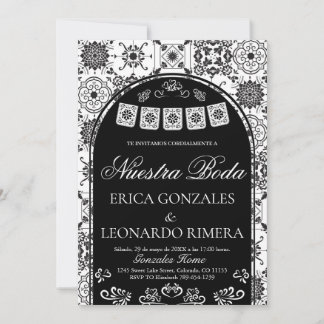 Convites Talavera Papel Picado Casamento Espanhol