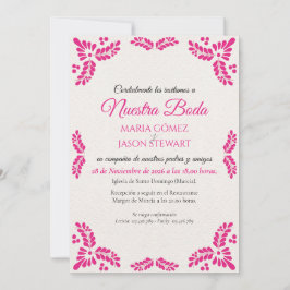 Convites Talavera Pink Floral Minimalist Spanish Wedding