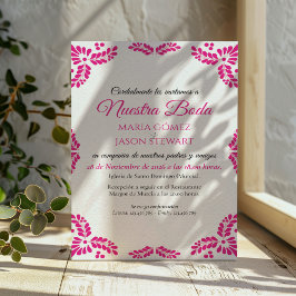 Convites Talavera Pink Floral Minimalist Spanish Wedding