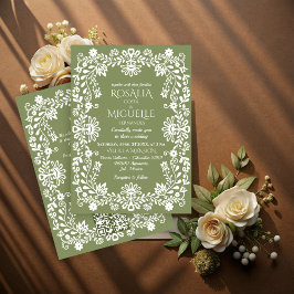 Convites Talavera sage casamento verde mexicano