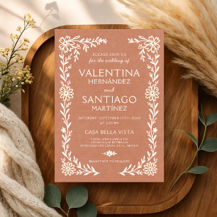 Convites Talavera Terracota Casamento Floral Boho Mexicano